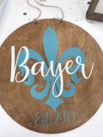 17in. $45 round door hanger. For this project please be sure to submit: name/ last name, and year established.