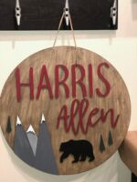 $75 Door Hanger **In order to have the 3D elements and name cut and ready for your event, this must be ordered 2 weeks in advance and you must contact us by phone or email before you order. Please submit the following with this design: Name