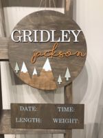 $75 Door Hanger **In order to have the 3D elements and name cut and ready for your event, this must be ordered 2 weeks in advance and you must contact us by phone or email before you order. Please submit the following with this design: Name