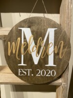 Door Hanger $45 **Please be sure to provide the following details at checkout: Name and Est. Date