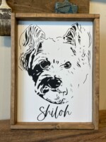 Framed Furbaby- $55 Please send a clear photo of your pet after checkout. Don't forget to provide the name and whether you would like curly or straight font in the project details box.